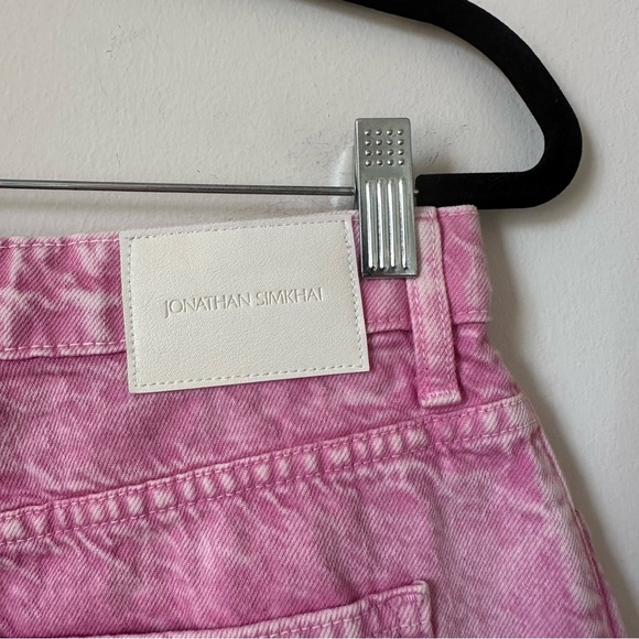 Jonathan Simkhai Cotton Malta Denim Wrap Mini Skirt in Flamingo Pink Size 28 - Picture 8 of 10